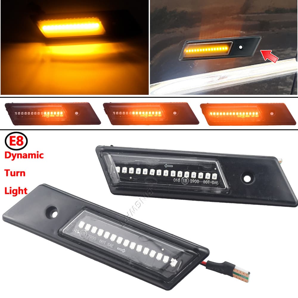 LED Fender Side Turn Signal Light for BMW 3 5 7 Series E32 E34 E36 Sequential