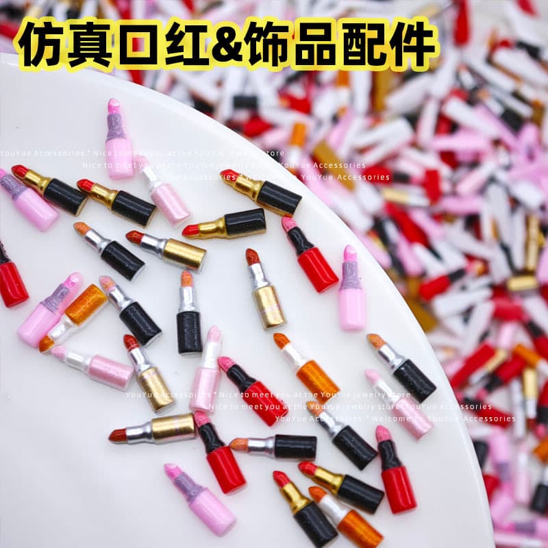 Random Mixed Color Cartoon Mini Lipstick Nail Art Accessories Nail Hair Clips DIY Phone Case Wearable Nail Decorations Wholesale