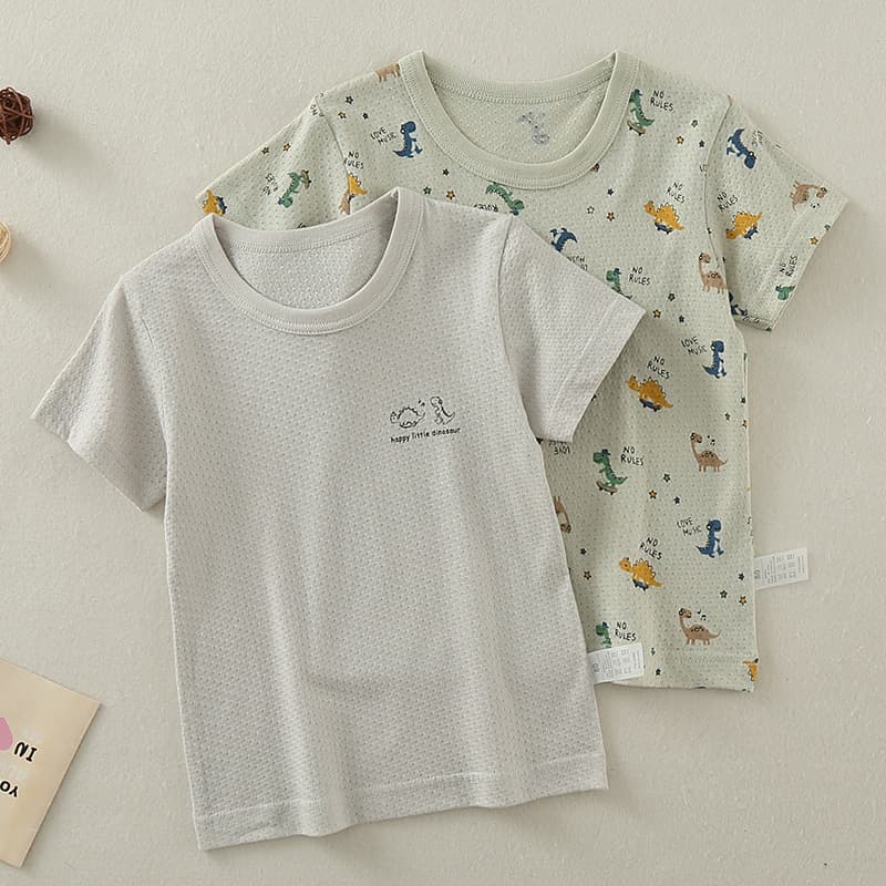 Boys' Pure Cotton Short Sleeve T-Shirt for Ages 1-6-10, Summer Kids' Half Sleeve Top, Fluorescent-Free Class A Baby Clothing
