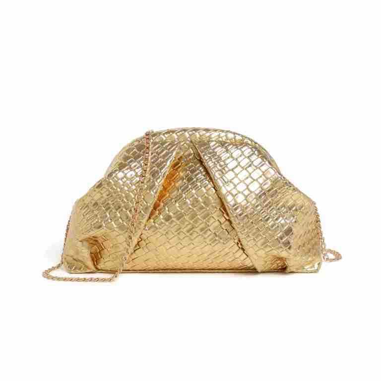 Spot new bags, high-end woven clutch, large-capacity one-shoulder women's evening wear, pleated cloud clutch
