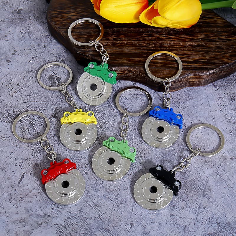 Cross-border Gift Car Modification Brake Disc Wheel Hub Caliper Keychain Accessory Disc Brake Pad Key Chain Ring Pendant