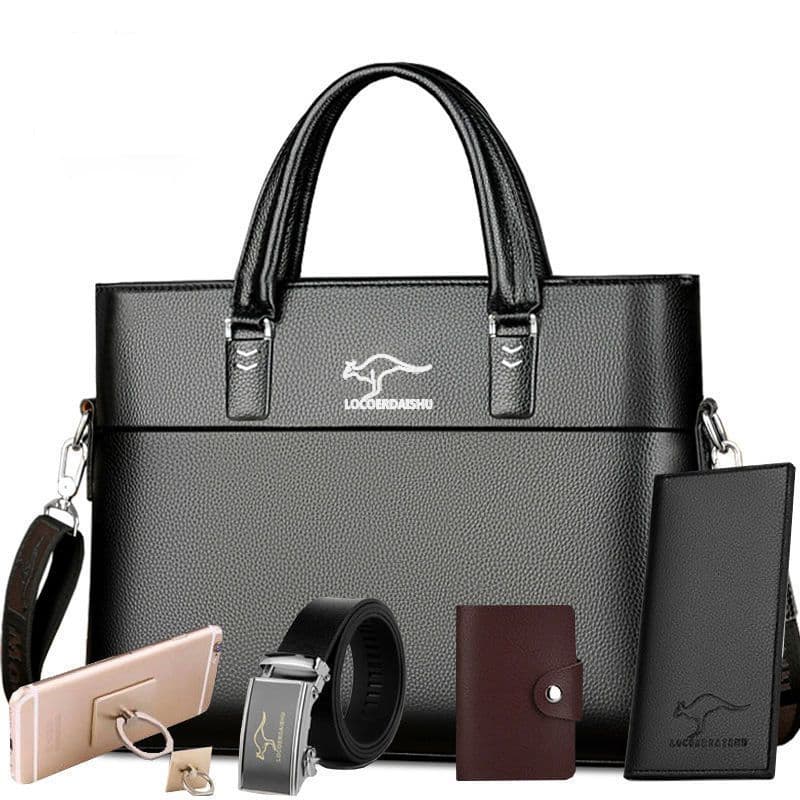 Handbag Briefcase Men's Business Minimalist Shoulder Crossbody Bag Trendy Casual Document Leather Bag