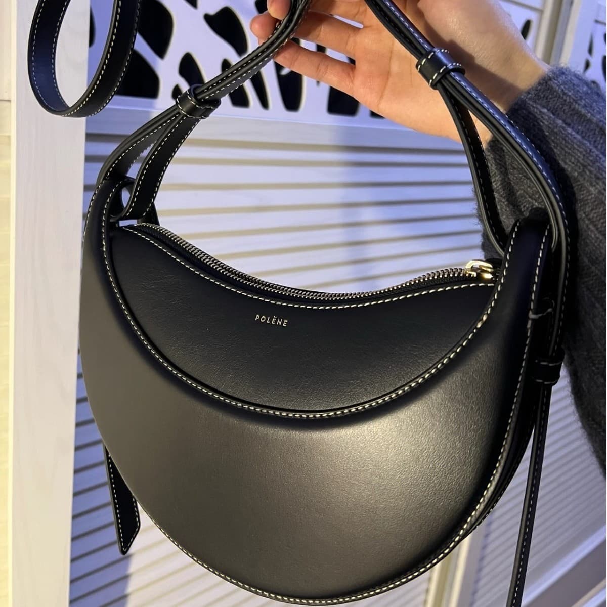 Polene Shoulder Crossbody Bag Crescent Bag Genuine Leather Women's Bag Underarm Bag Saddle Bag Handbag