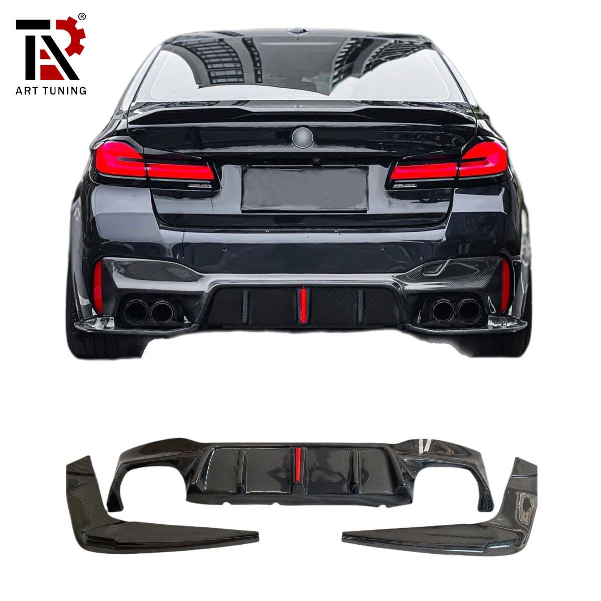 For BMW 5 Series G30 F90 M5 Carbon Fiber Rear Lip, Dry Carbon, Wet Carbon, Factory Direct