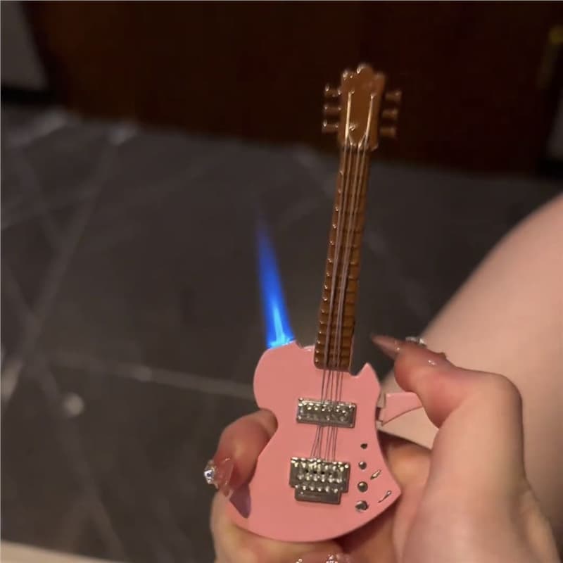 [Dropshipping] Bass guitar lighter, creative and interesting style, windproof, blue flame lighter, trendy men