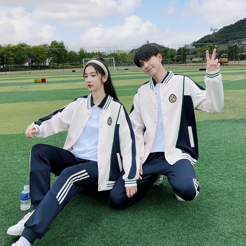 New autumn class uniform three-piece set with baseball jacket, for elementary, middle, and high school sports day
