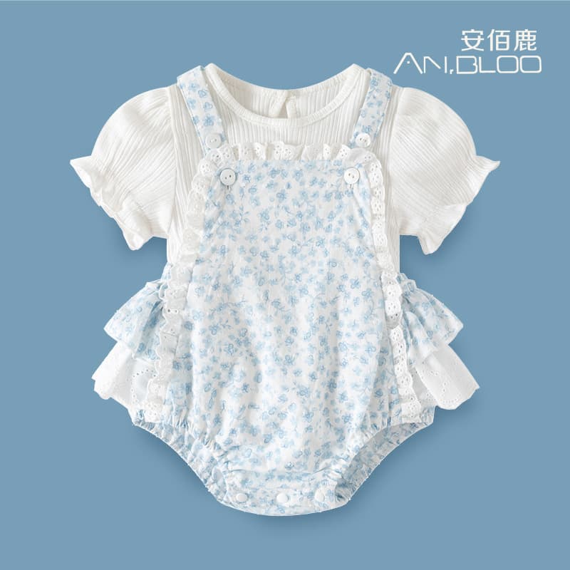 Baby Summer Short-Sleeve Two-Piece Outfit for Girls, Stylish Romper for 1-Year-Olds, Newborn Bodysuit