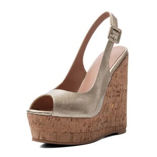European and American cross-border fish mouth gold sexy wood grain thick sole large size 47 wedge high heel sandals