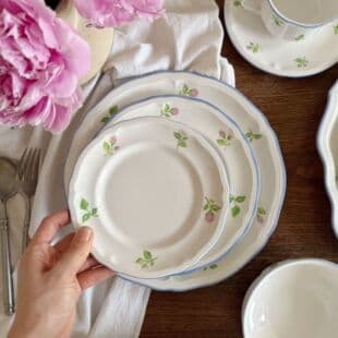 French Blue Edge Retro Rose Ceramic Tableware Ceramic Plate Coffee Cup & Saucer Ceramic Bowl Oval Plate Deep Plate Dessert Plate