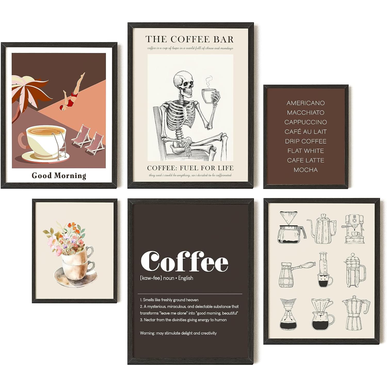 Coffee Frame Canvas Kitchen Wall Art Coffee Cup Printed Painting Poster Kitchen Coffee Bar Wall Decorative Painting