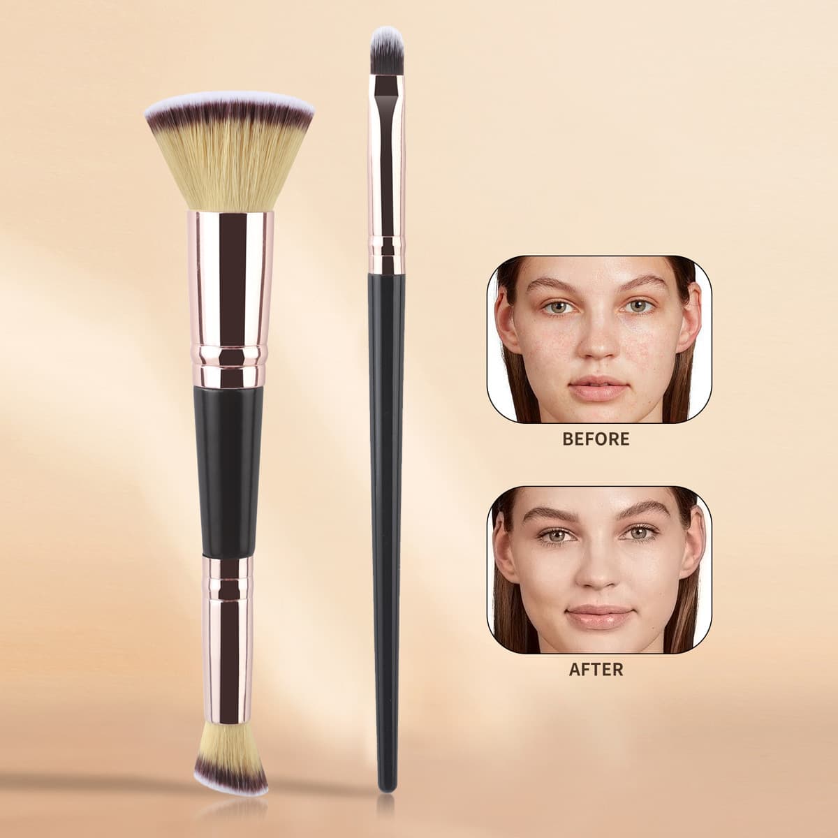Cross-border 3 makeup brush combination tongue-shaped foundation brush loose powder brush marble pattern mask brush silicone head tool now