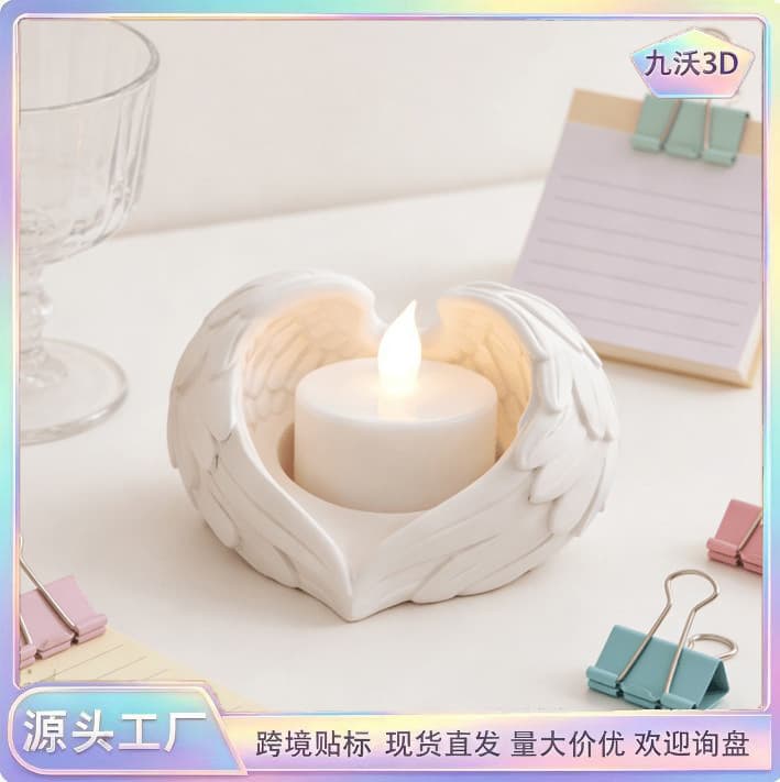 Cross-border Hot Selling Angel Wings 3D Printed Aromatherapy Candle Holder Room Living Room Desktop Decoration Fashion Ornament