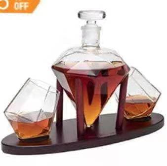 Factory Supply Craft Wine Bottle Decanter Diamond-Shaped Vodka Bottle Glass Large Capacity Wine Decanter