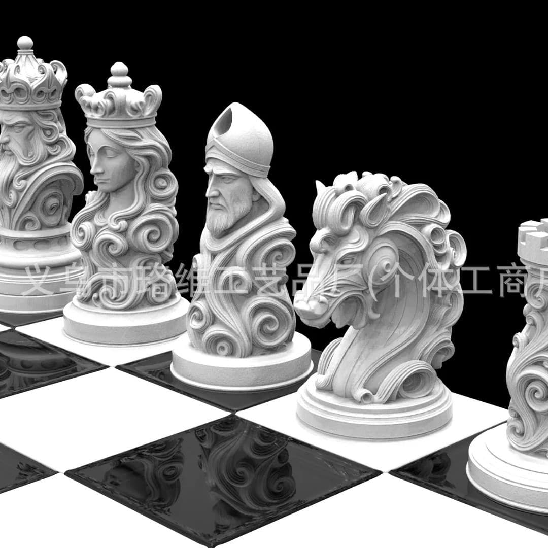 Cross-Border 3D Printed Chess Pieces, Decorative Crafts, Living Room and Study Room Decorative Art Displays