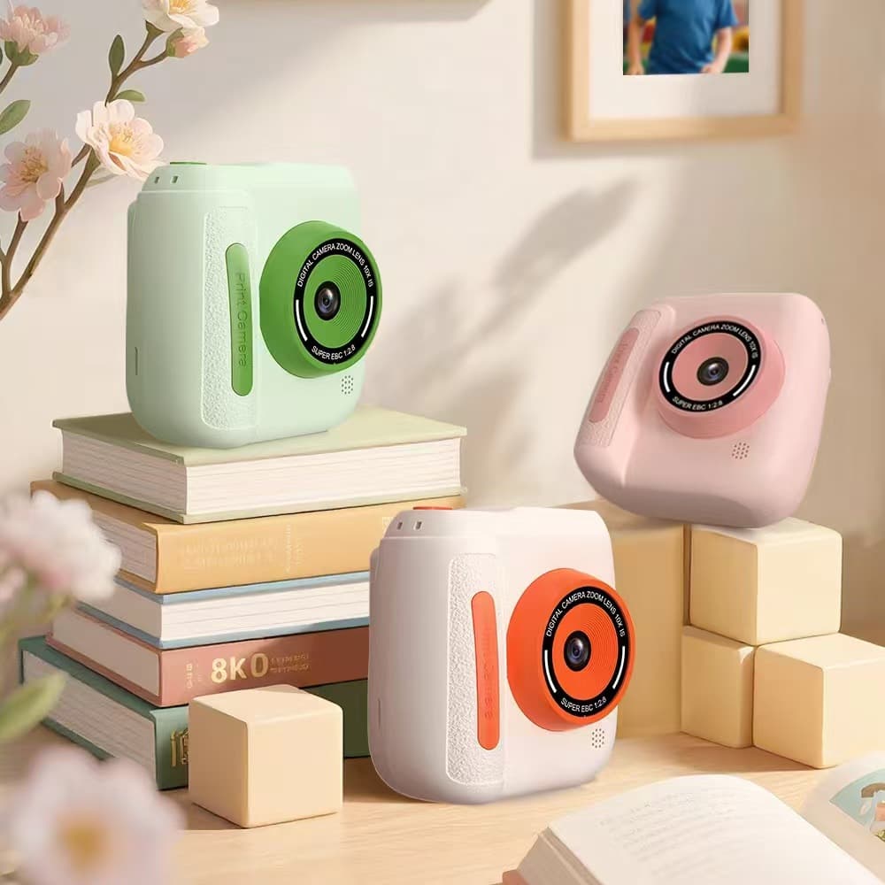 New Cross-Border Kids Instant Print Digital Camera, Cartoon Mini Front/Rear Dual Camera HD Color Paper