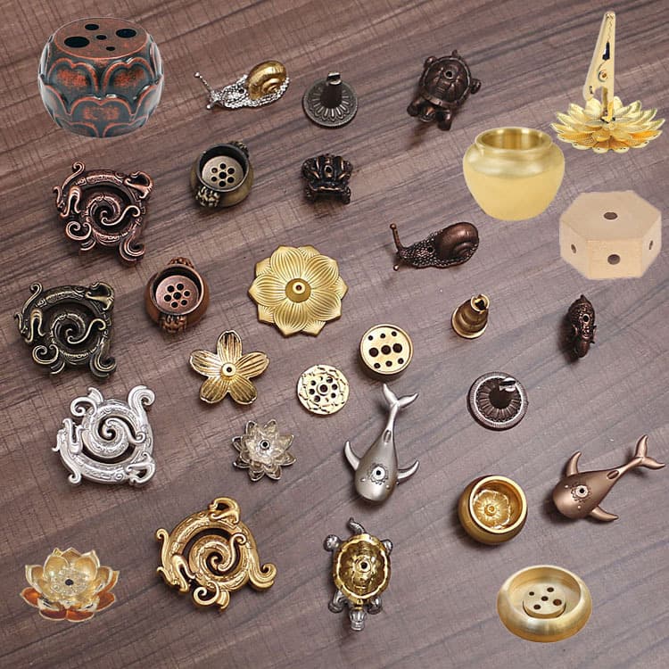 Incense Stick Holder Base Copper Gourd Nine-Hole Incense Tray Mini Incense Stand Home Use Incense Burner Accessories Lotus Incense Stick Holder