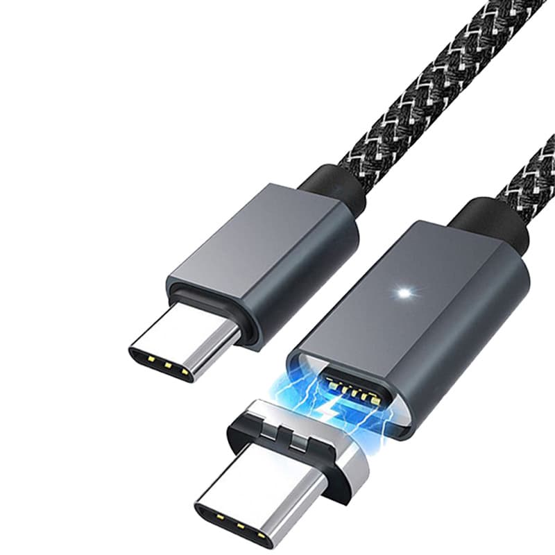 100W magnetic data cable suitable for Android, Apple mobile phones and computers magnetic charging cable double-ended typec data cable