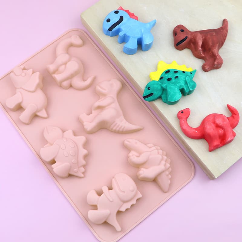 Xunwei Spot 6 Dinosaur Chocolate Cake Mold Cartoon Style Silicone Mold DIY Handmade Soap Mold