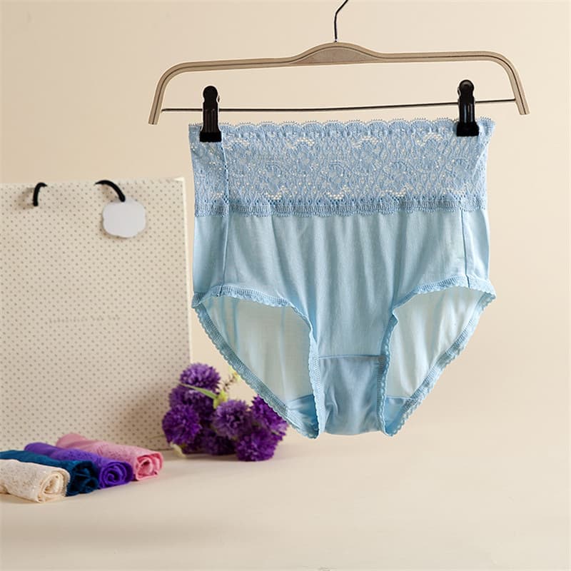 Exported Japanese Mulberry Silk Women's High-Waisted Panties, Sexy Wide Lace, Comfortable and Breathable Women's Boxer Briefs M-3XL