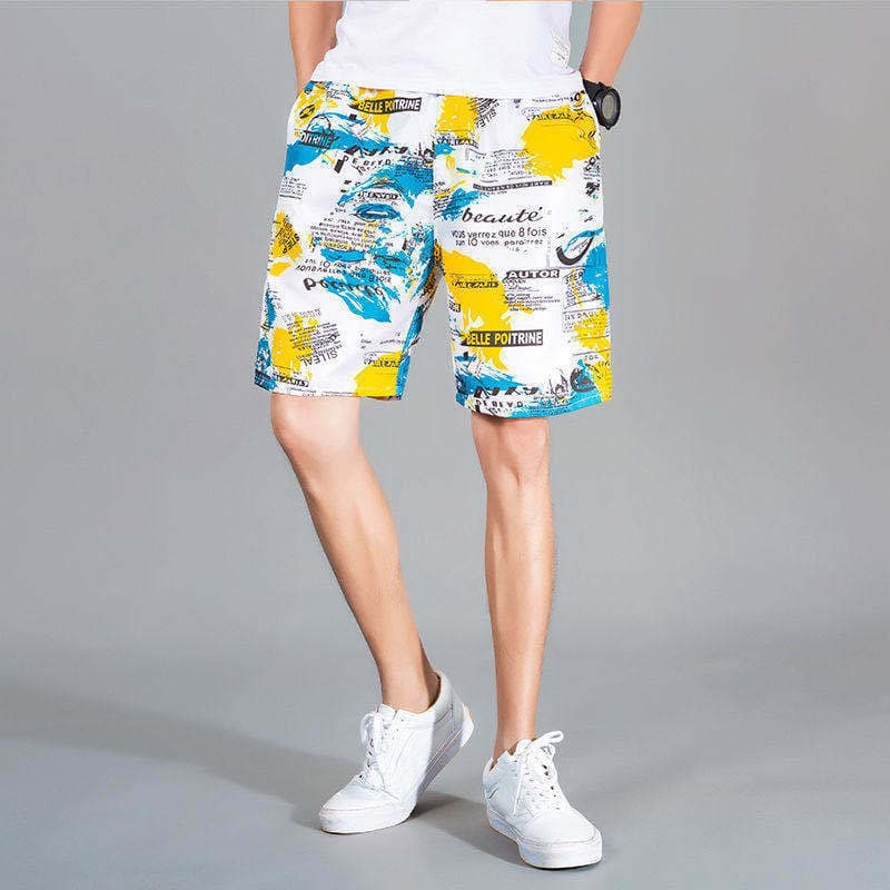 Summer Beach Pants Men's Casual Floral Shorts Cotton Silk Artificial Cotton Large Shorts Home Shorts Thin Pajamas Men
