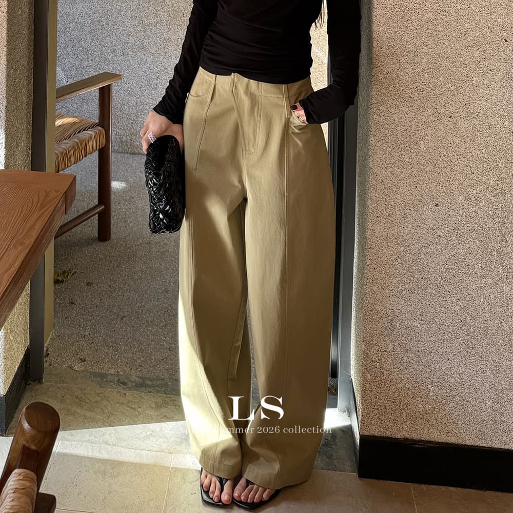【LS New Brand】Black Label Minimalist Designer Style Early Spring New Arrival Retro Trendy Loose Curved Casual Pants 30566