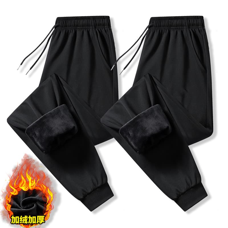 Comfortable Casual Fleece Lined Men's Sweatpants Loose Fit Classic Style Youthful Trendy Autumn Winter Fashion Elastic Waist