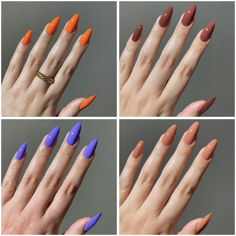 24-Piece Cross-Border Almond Solid Color Press-On Nail Tips Wholesale Finished Detachable Premium Wearable Nails