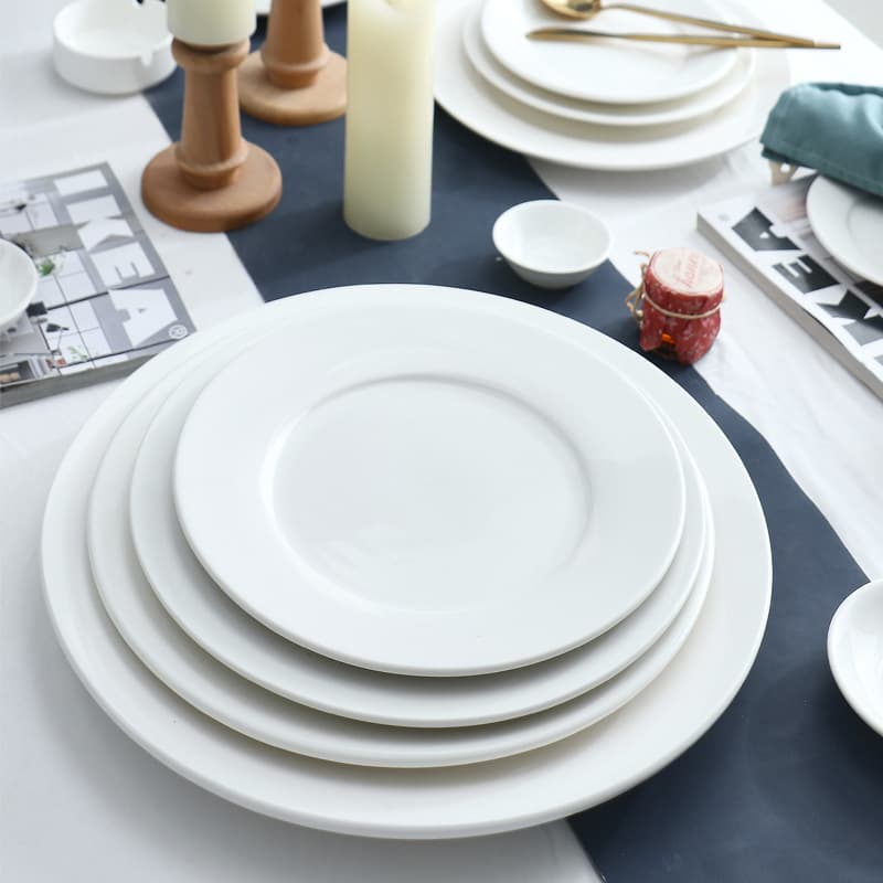 Ceramic Dinner Plate White Round Flat Plate Western Food Plate Steak Plate Large Plate Wholesale Cross-Border