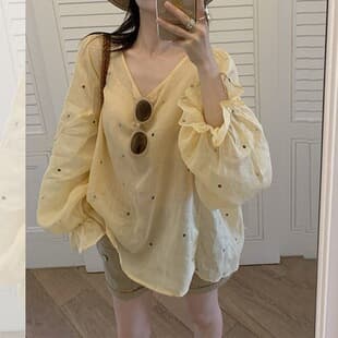 Fashion Versatile Casual New Yellow Polka Dot Shirt Women 2026 Summer Korean Thin Long Sleeve Sun Protection Top Trendy