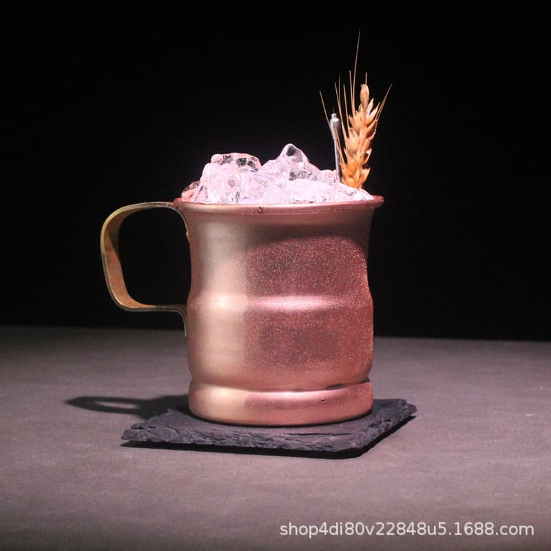 Metal Cocktail Cup Pure Copper Moscow Mule Mug with Handle Mixing Cup Flame Cup Copper Cup Donkey Cup