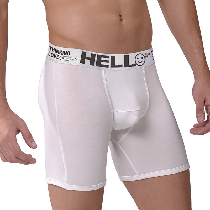 Men's Extended Length Boxer Briefs with U-Shaped Pouch, Running Sports Anti-Chafe Leg Protection, Stretch Cotton Boxer Briefs