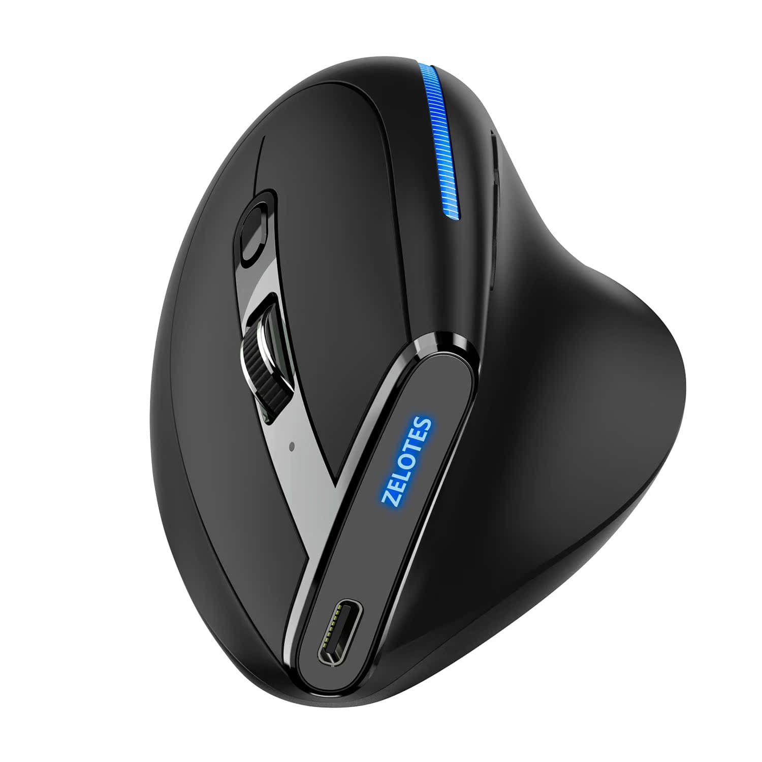 ZELOTES F36A Vertical Wireless Mouse, 2.4G Rechargeable, Blue Light Wrist Support, Computer Mouse Brand