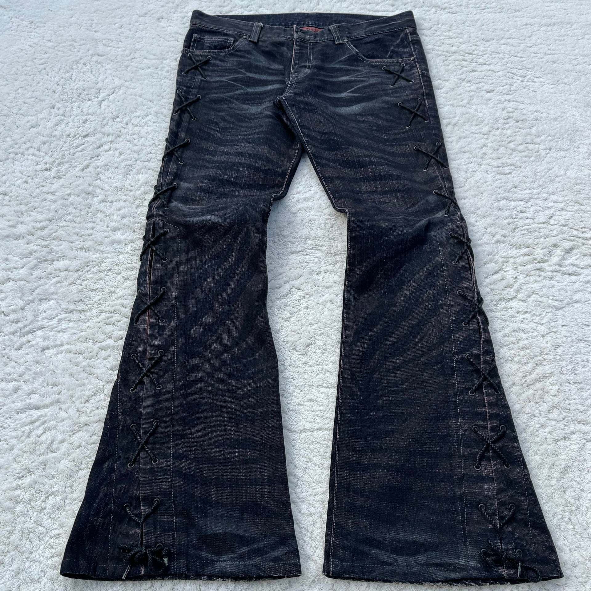 European and American cross-border American high street y2k jeans with side straps, retro goth trend, versatile ins bootcut trousers