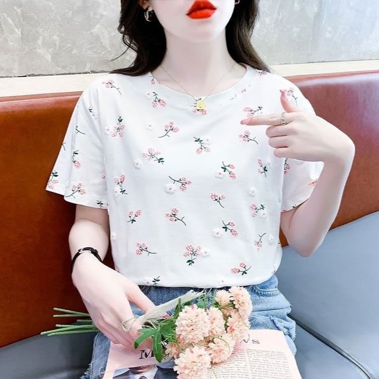 Summer women's right shoulder short-sleeved t-shirt ins trend 2026 new loose slimming large size white fat mm t-shirt top