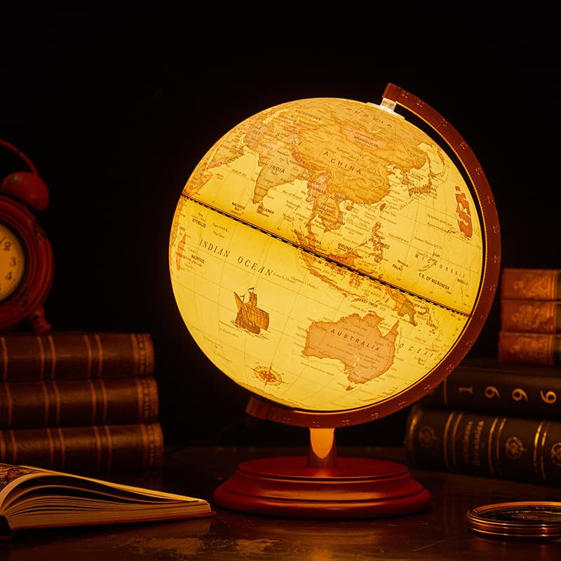 Foreign trade export full English antique wooden high-definition globe export cross-border e-commerce Amazon