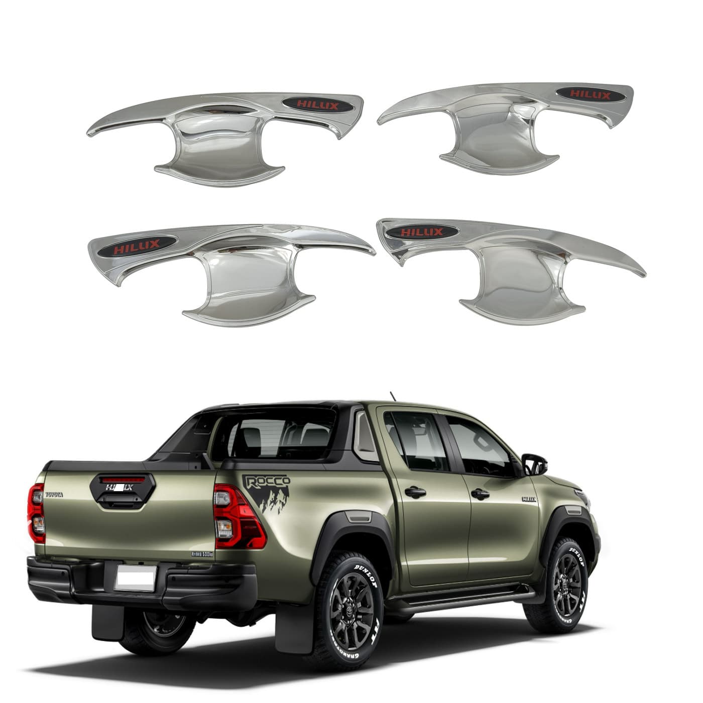 Chrome Door Handle Bowl for 2016-2024 Toyota Hilux Revo Pickup - Modified Exterior Decorative Part