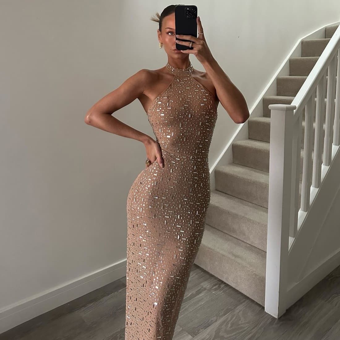 2025 European and American Style Fall/Winter New Cross-border Hot Girl Slim Fashion Trendy Bodycon Personality Design Dress for Women