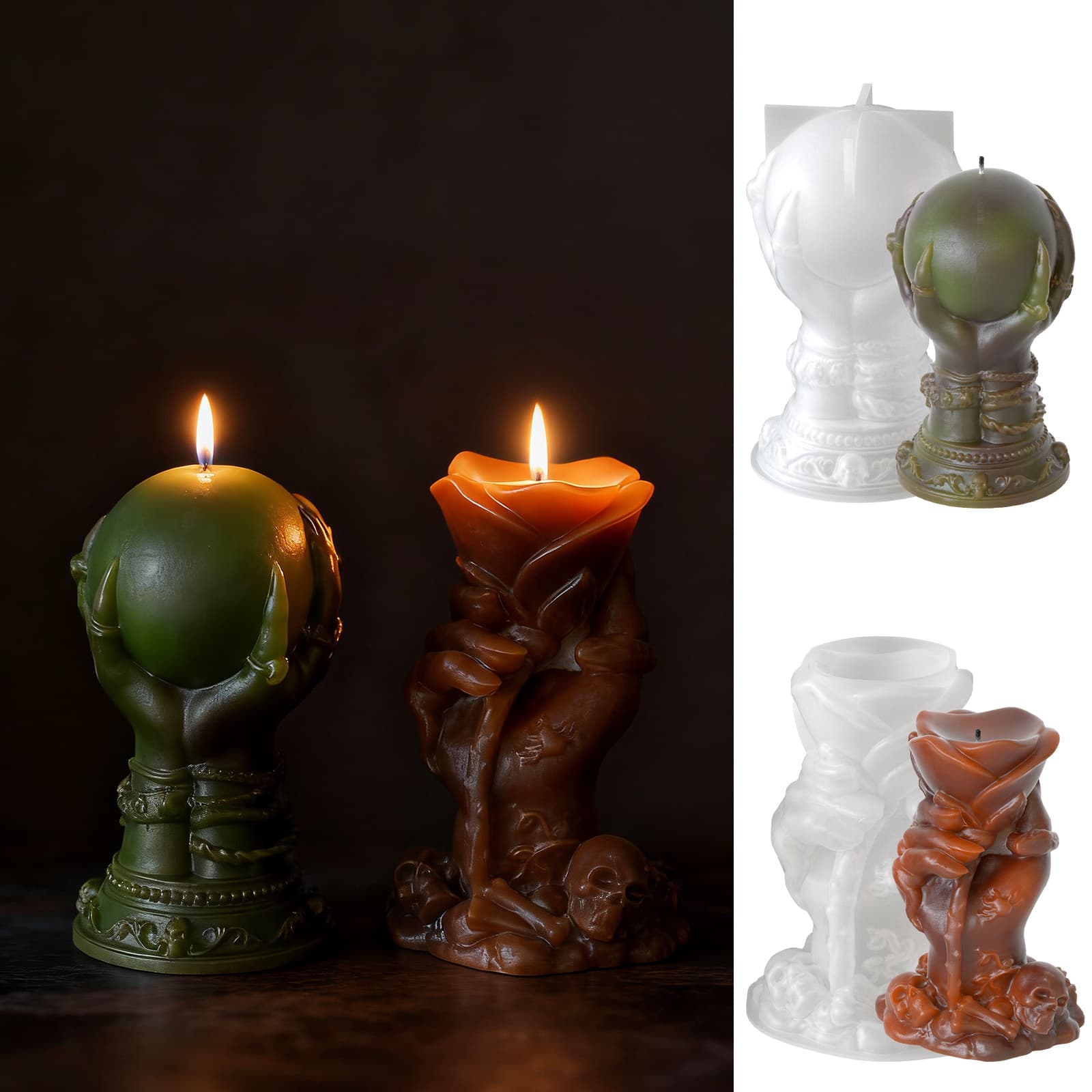 Cross-border Halloween Rose Hand Claw Eyeball Candle Silicone Mold DIY Plaster Resin Festival Decoration