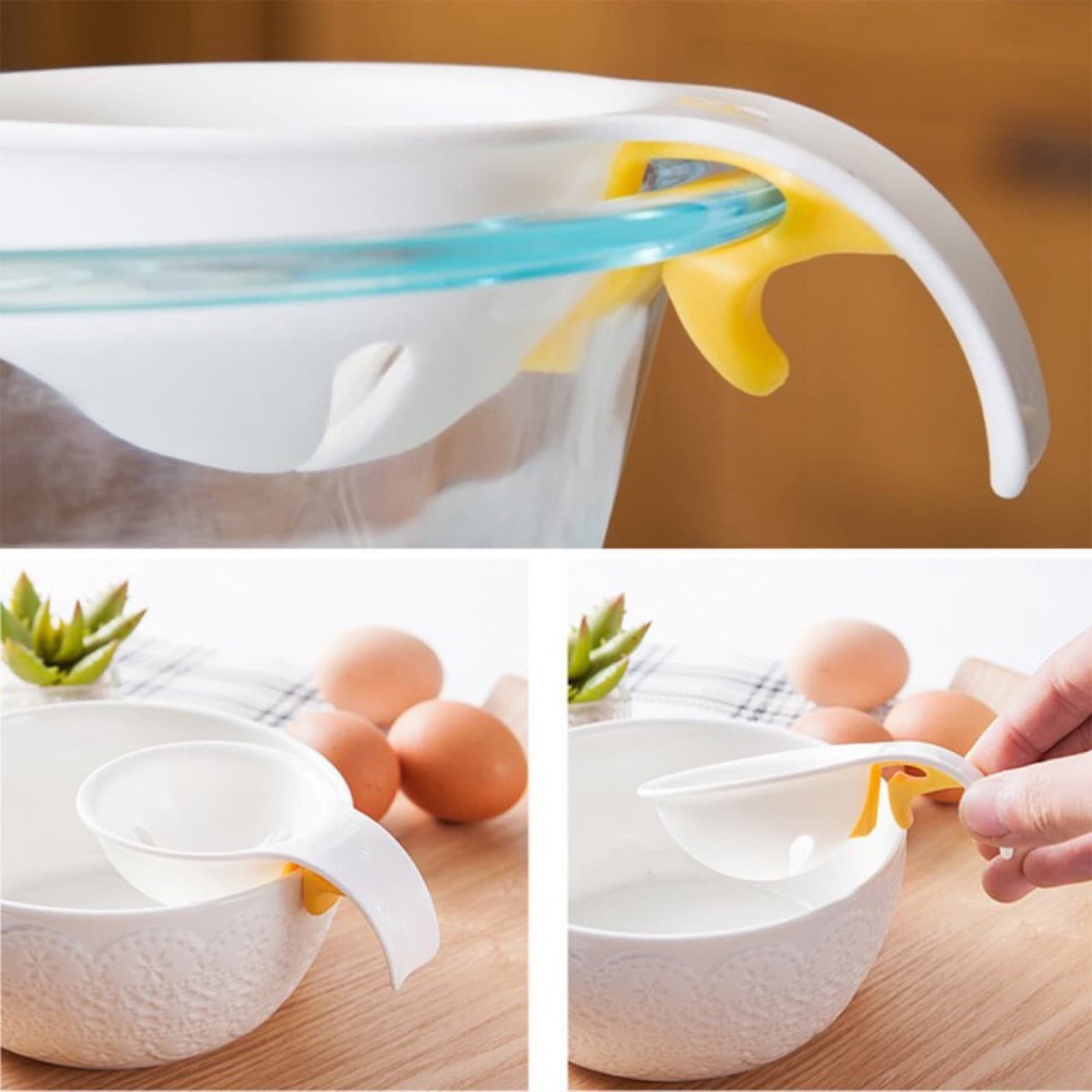 Home Use Egg White and Yolk Separator with Silicone Clip for Manual Filtering