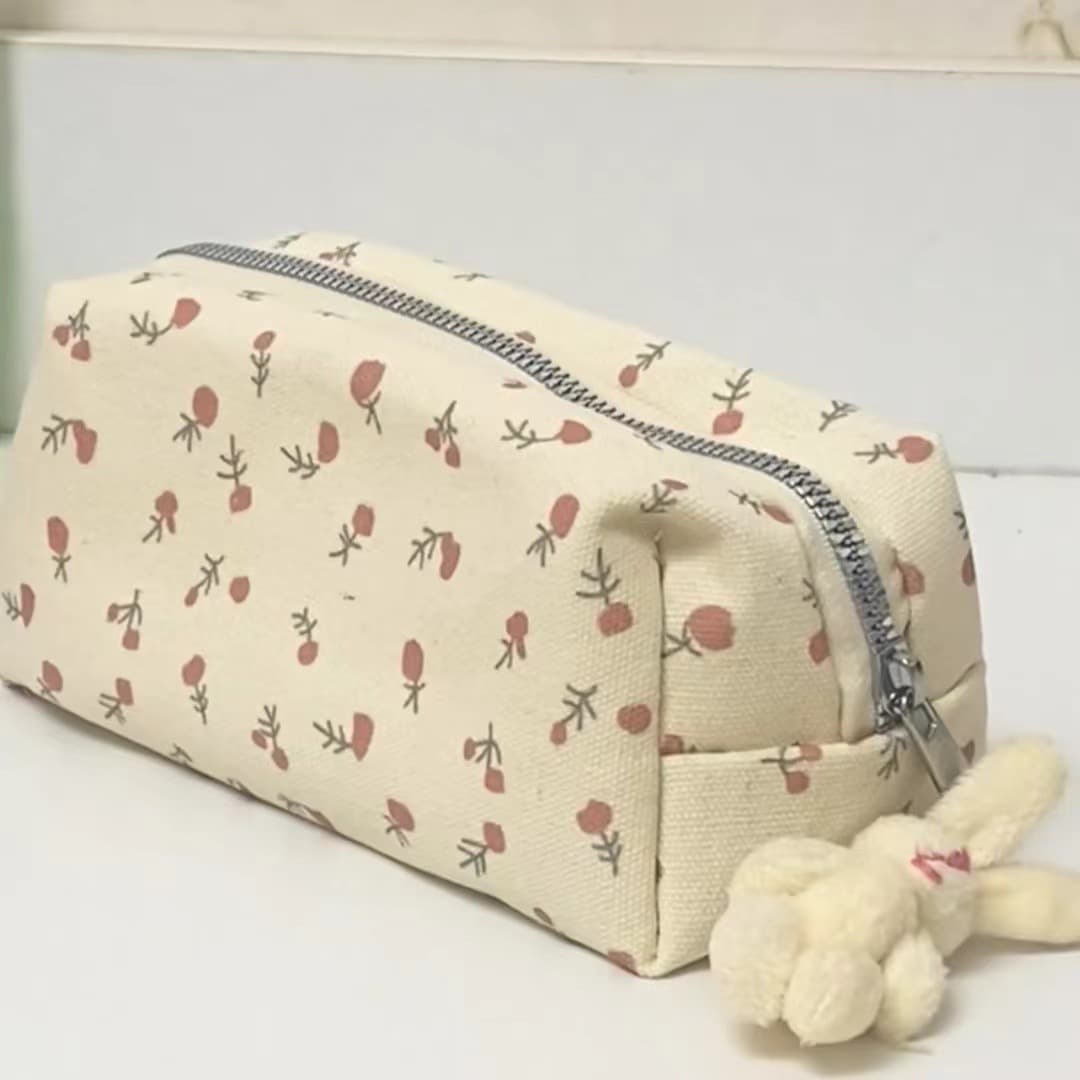 Fresh Floral Pencil Case Japanese Style High-Aesthetic Student Stationery Bag Large Capacity Pencil Box Cosmetic Storage Pouch