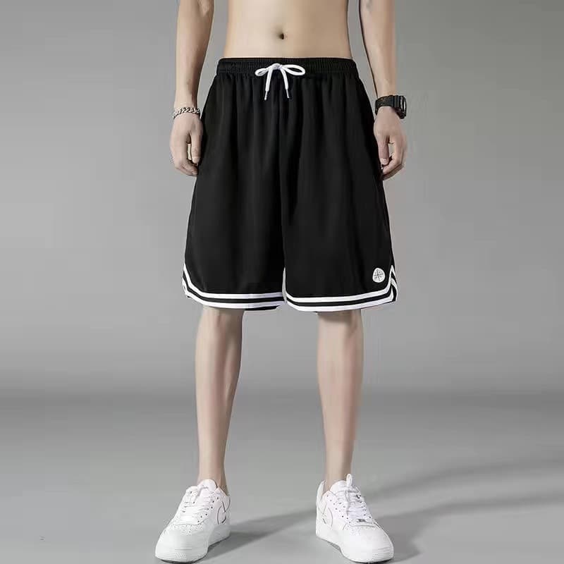 Summer ice silk mesh basketball shorts for men, loose, breathable and quick-drying, mid-pants that can be worn for daily casual sports