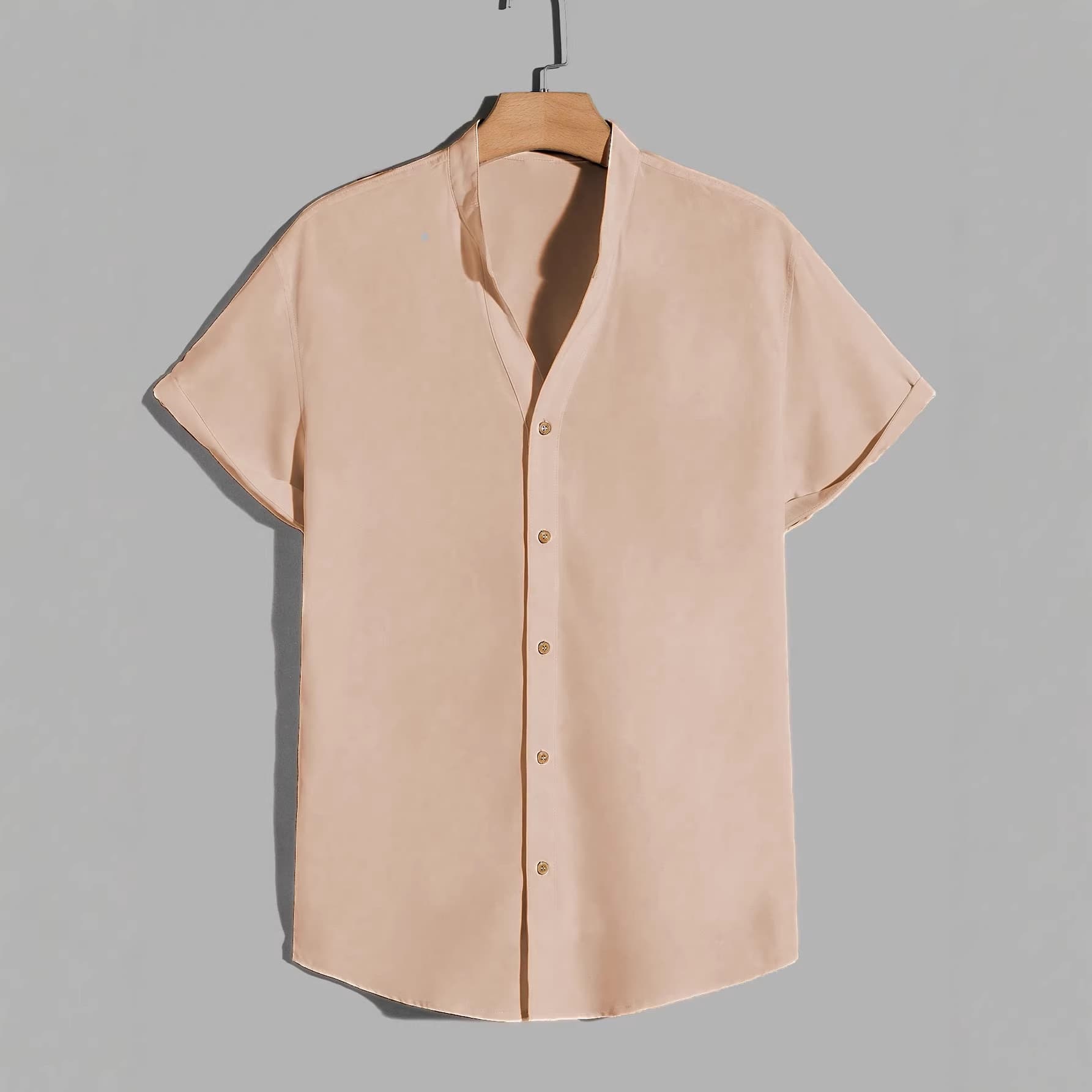 New cross-border summer new men's fashion simple solid color shirt American casual beach short-sleeved shirt T-shirt