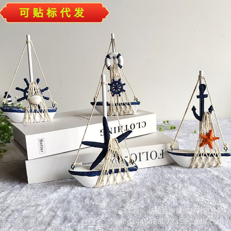 Factory Mediterranean Style Sailboat Decor, Entryway Desktop Bookshelf Ornament, Themed Wedding Display Prop