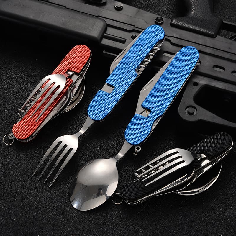 Multi-Function Folding Detachable Combination Cutlery Set for Outdoor Hiking Travel, Multi-Use Aluminum Handle Gift Fruit Knife