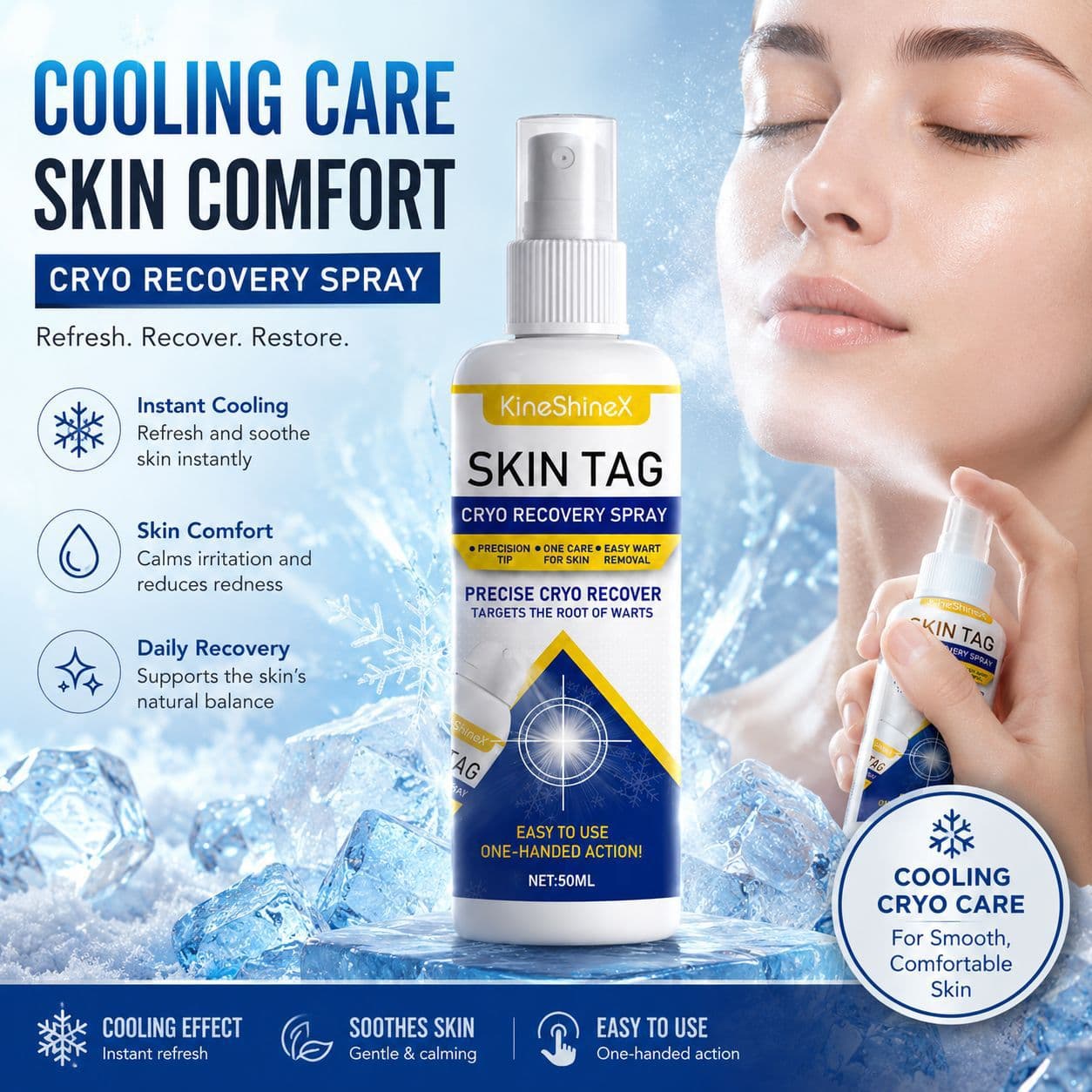 KineShine Skin Care Spray Gentle Cleansing Smooth Skin Moisturizing Soft Care Spray