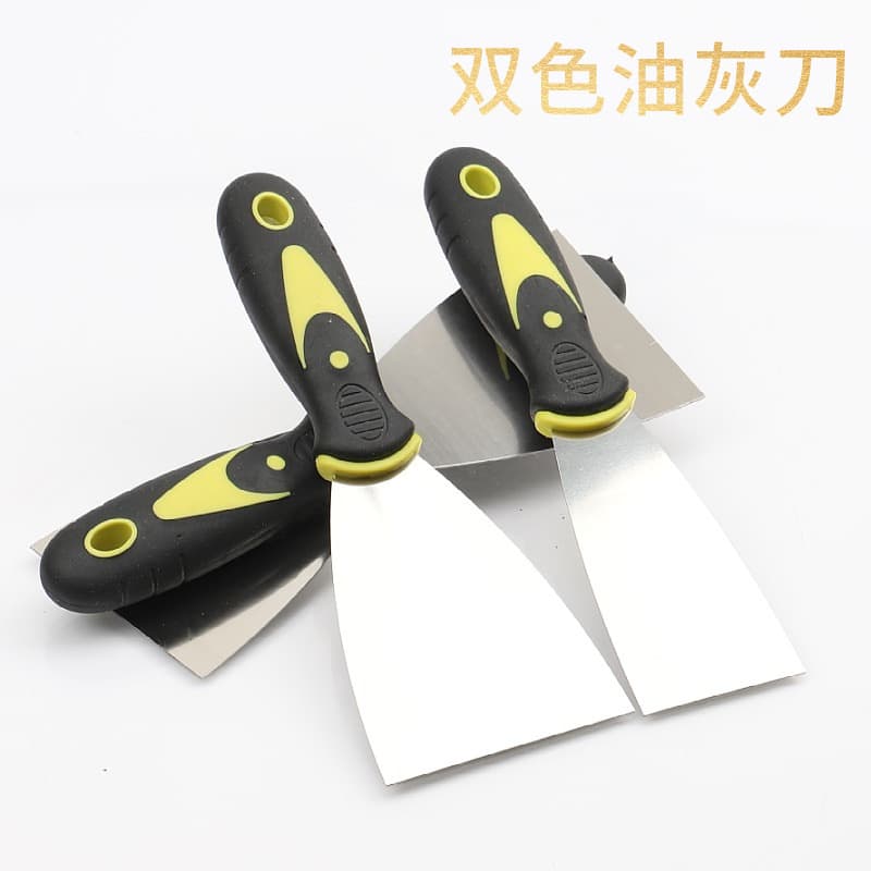 Factory Wholesale Two-Color Handle Stainless Steel Putty Knife Plastic Handle Scraper Cleaning Putty Knife Black Handle Trowel