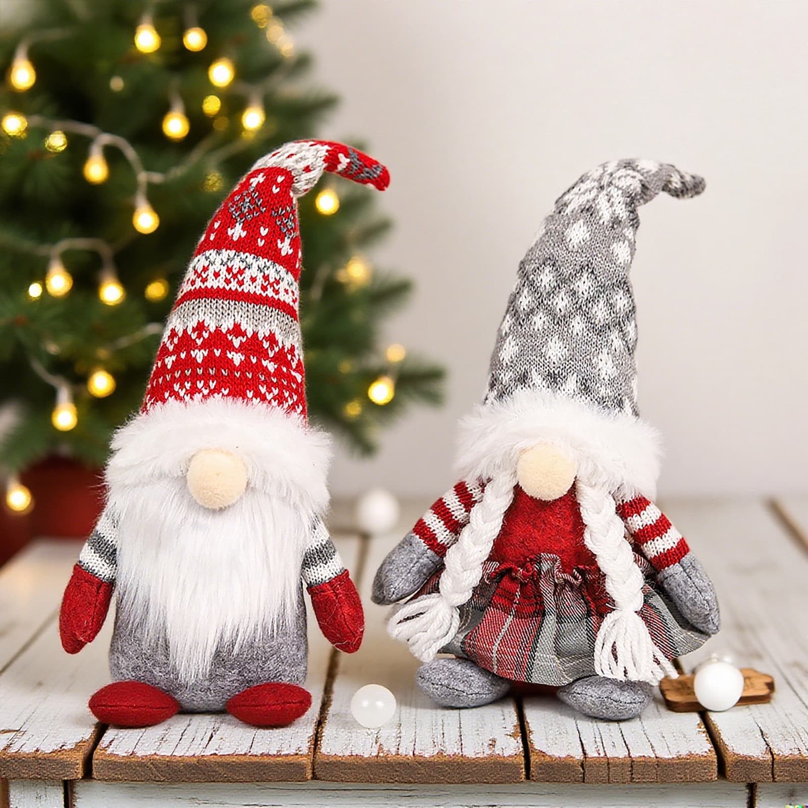 Mingguan Christmas Decoration Knitted Gnome Doll Ornament Forest Figure Toy Holiday Party Decor