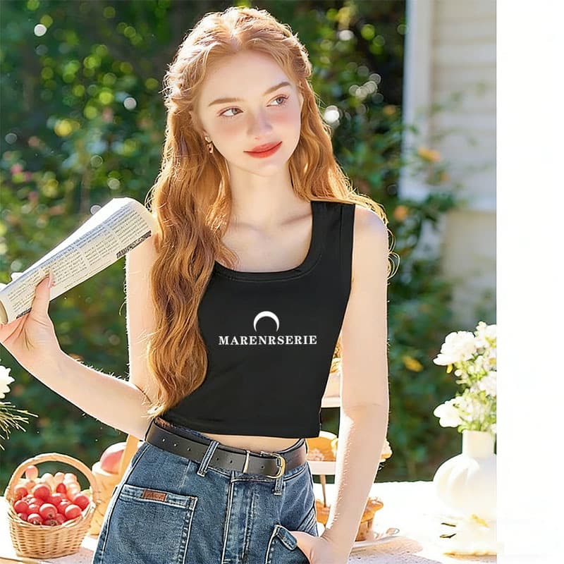 Factory Stock Summer Printed Camisole Tank Top for Women Short Crop Top Trendy Slim Fit Layering Vest Wholesale