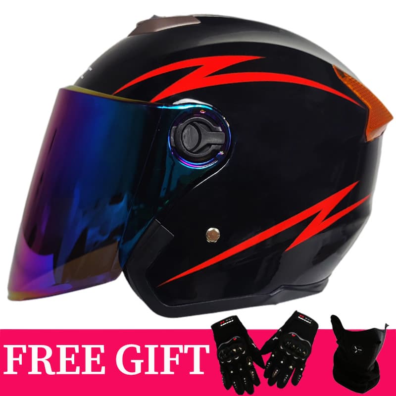 Cross-border three-quarter helmet electric bicycle dual-mirror safety unisex helmet comes with gloves and mask