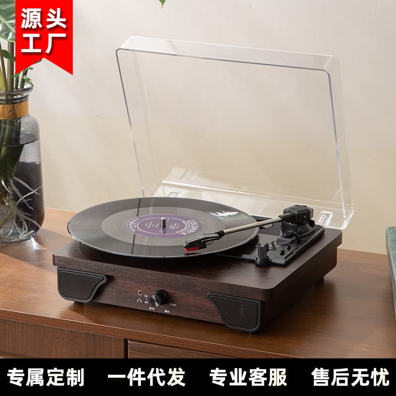 In-stock T03L Retro Chinese-style Record Player Multi-functional Decoration Vintage Phonograph Antique Wooden Vinyl Turntable